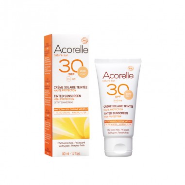 Crema Facial Color Gold Spf30 Acorelle, alta protección solar que ilumina la piel naturalmente.