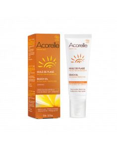 Aceite De Playa Karanja Acorelle con perfume 100% natural y sin sustancias fotosensibilizantes.