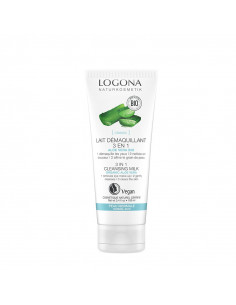 Leche Limpiadora 3en1 Aloe Vera & Rosas Bio Logona, limpieza suave y profunda de poros y piel.