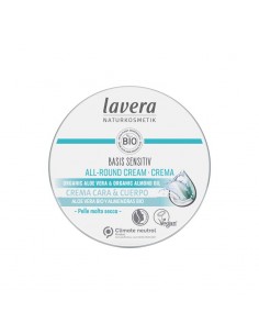 Crema Cara & Cuerpo Basis Sensitiv lavera, con aroma fresco y agradable.