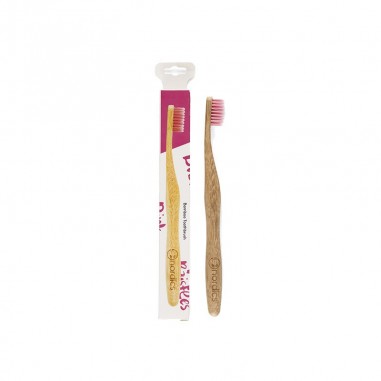 Cepillo de dientes rosa con mango de Bambú Nordics