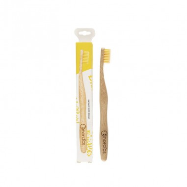 Cepillo de dientes amarillo con mango de Bambú Nordics