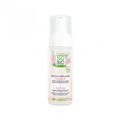 Espuma limpiadora facial calmante aloe vera y rosas Bio SO'BiO étic