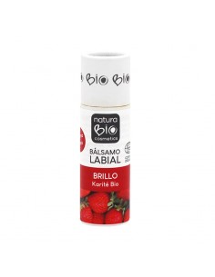 El Bálsamo Labial Brillo Karité Fresa NaturaBIO Cosmetics repara y nutre la piel de los labios.