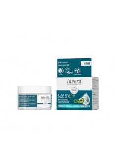 Crema De Noche Antiarrugas Q10 Basis Sensitiv lavera, reduce los signos del envejecimiento.