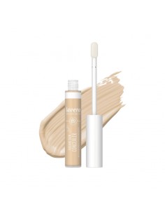 Corrector Radiant 01 Ivory de lavera, corrector vegano con aplicador y textura beige clara para un acabado natural