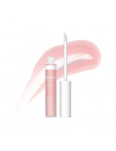 Brillo de labios intenso Aceite hidratante de lavera con aplicador y textura rosada brillante