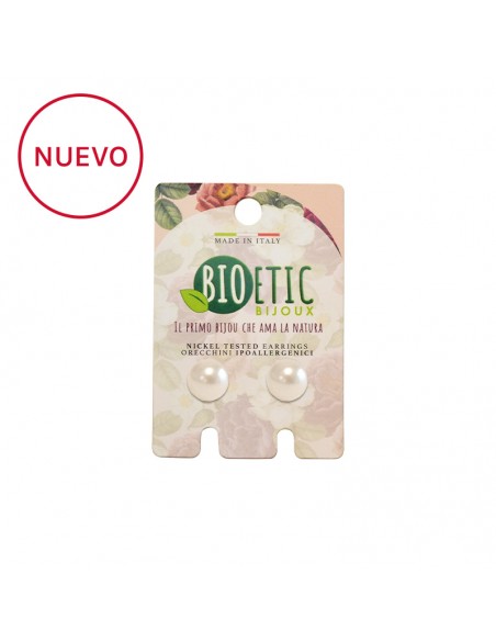 Pendientes perla plana cream Bioetic Bijoux