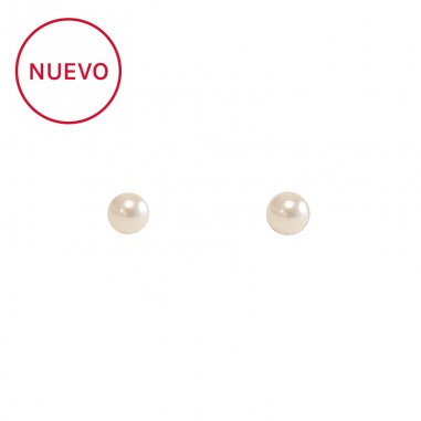 Pendientes perla plana cream Bioetic Bijoux