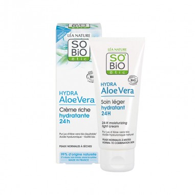 Crema ligera hidratante 24h ácido hialurónico & Aloe Bio So'Bio