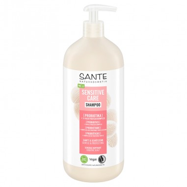 Champú Sante Sensitive con probióticos naturales 950 ml para cuero cabelludo sensible.