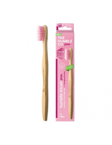 Raspall de dents de bambú Pro Hexatech rosa suau The Humble Co.