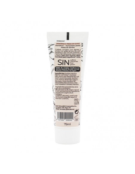 Pasta de dientes sin flúor aloe vera y coco Bio Frescor Suave NaturaBIO Cosmetics