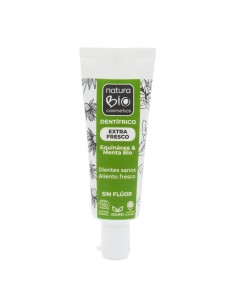 Pasta de dientes sin fluor con menta Bio de 25ml de NaturaBIO Cosmetics. Certificación Ecocert COSMOSORGANIC