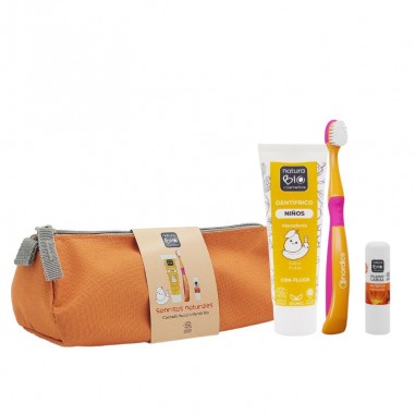 Estuche naranja higiene bucal niños NaturaBIO Cosmetics