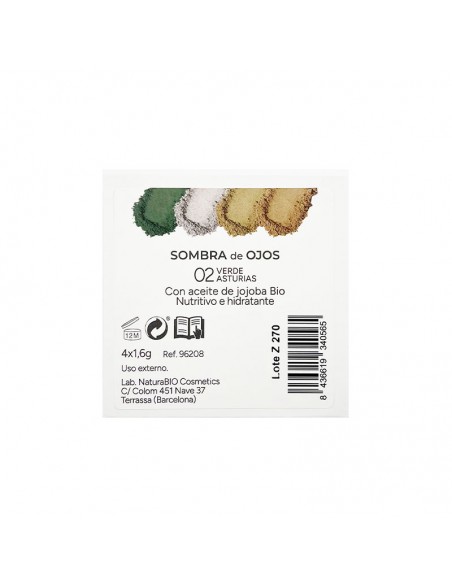 Sombra ojos 4 colores 02 verde Asturias NaturaBIO Cosmetics
