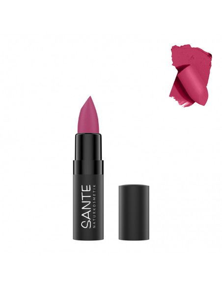 Pintalabios mate 07 Wild Fuchsia de Sante, tono fucsia vibrante con acabado mate. Pintalabios mate 07 Wild Fuchsia de Sante, tono fucsia vibrante con acabado mate.