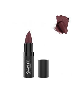 Pintalabios mate 08 Vibrant Plum de Sante, color intenso y sofisticado para un look elegante.