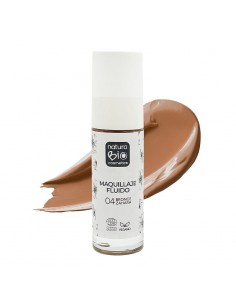 Maquillaje Fluido 04 Bronce Zahara de NaturaBIO Cosmetics: Resalta la piel bronceada con un acabado luminoso y natural.