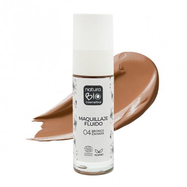 Maquillaje Fluido 04 Bronce Zahara de NaturaBIO Cosmetics: Resalta la piel bronceada con un acabado luminoso y natural.