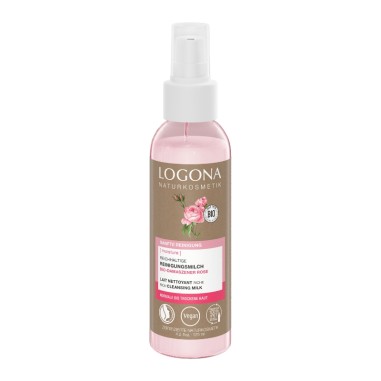 Leche Desmaquillante Nutritiva Rosa Damascena Bio Logona, indicada también para la limpieza de ojos.