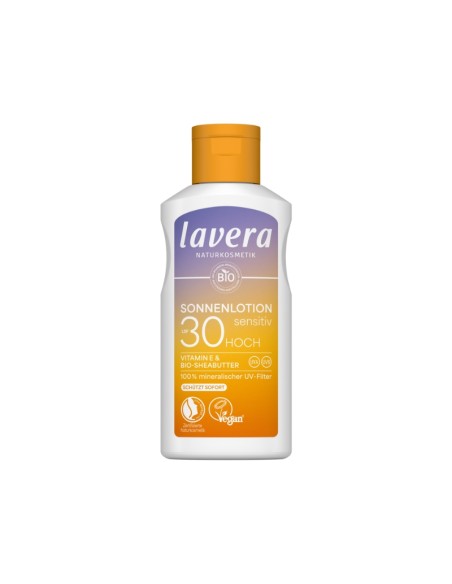 Loción solar Sensitive SPF 30 de lavera - Protección solar natural para piel sensible Loción solar Sensitive SPF 30 de lavera - Protección solar natural para piel sensible