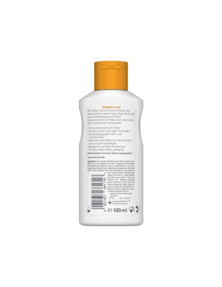 Loción solar Sensitiv Niños SPF 50+ lavera - Cuidado solar Bio con filtros minerales para niños