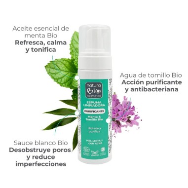 Espuma limpiadora purificante NaturaBIO Cosmetics para rostro