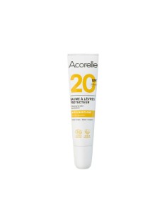 Bálsamo labial solar SPF20 Acorelle para labios. NaturaBIO Cosmetics