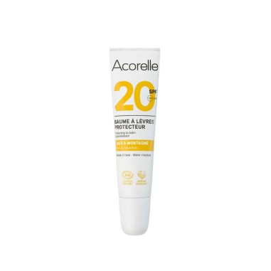 Bálsamo labial solar SPF20 Acorelle para labios. NaturaBIO Cosmetics