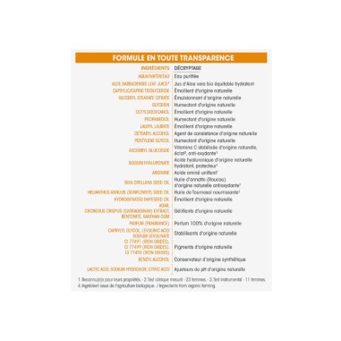 Ingredientes, Crema radiante potenciadora hidratación SO’BiO étic