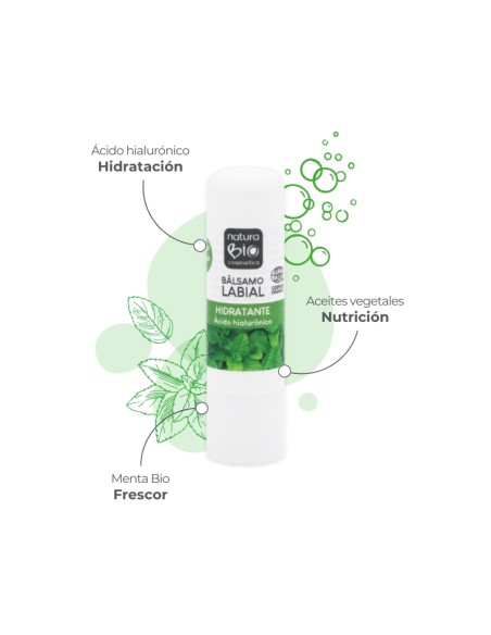 Bálsamo labial hidratante menta hialurónico NaturaBIO Cosmetics
