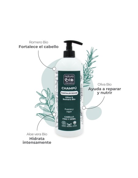 Champú fortalecedor oliva romero 740ml NaturaBIO Cosmetics
