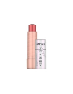 Bálsamo multiusos 3 en 1 Sunrise Rose 04 de lavera con envase rosa y textura rosada, ideal para labios, mejillas y párpados 2