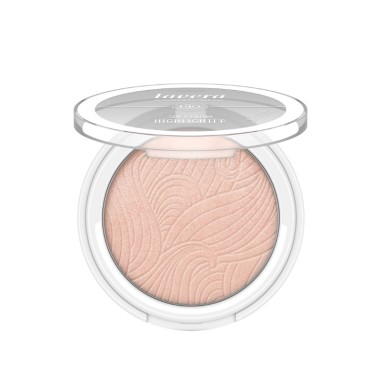 Iluminador polvo compacto 02 Aurora Glow Lavera con tapa abierta Iluminador polvo compacto 02 Aurora Glow Lavera con tapa abierta