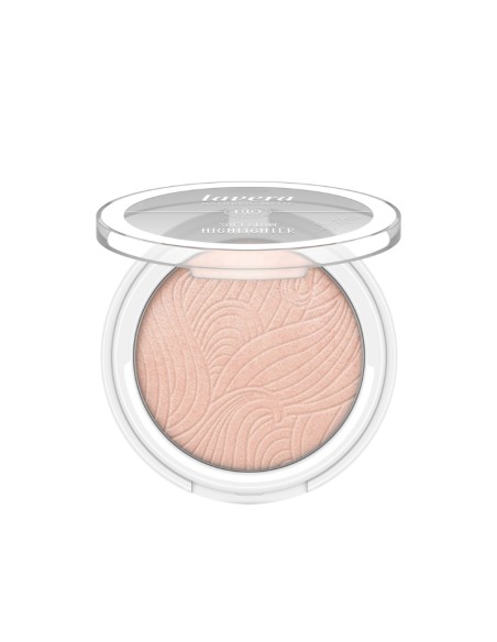 Iluminador polvo compacto 02 Aurora Glow Lavera con tapa abierta Iluminador polvo compacto 02 Aurora Glow Lavera con tapa abierta