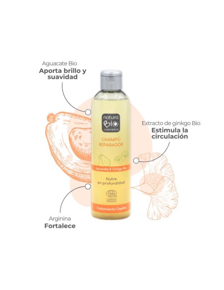 Champú natural Reparador aguacate y ginkgo Bio NaturaBIO Cosmetics