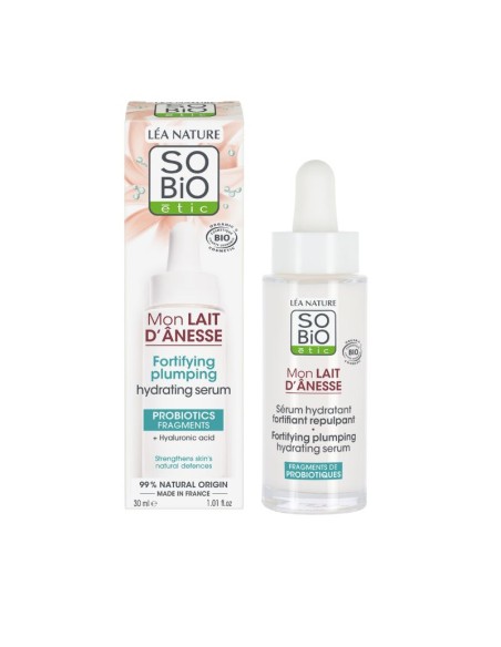 Sérum facial hidratante fortalecedor y rellenador leche de burra & ácido hialurónico SO'BiO étic