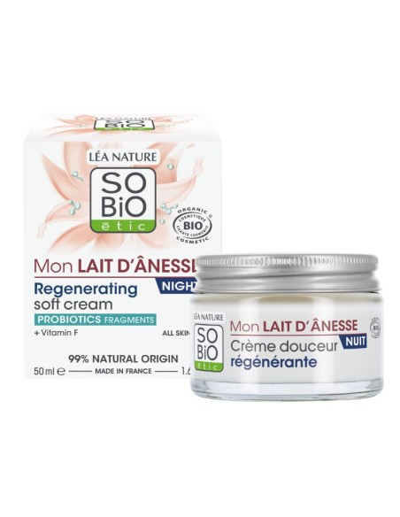 Crema noche regeneradora leche de burra BIO & vitamina F SO'BiO étic