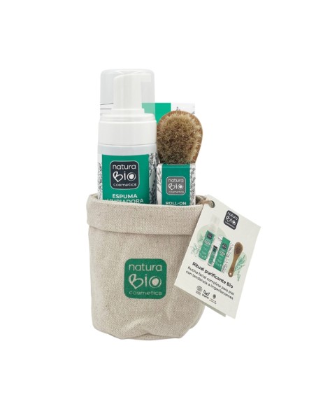 Pack cuidado facial purificante regalo organizador algodón NaturaBIO Cosmetics