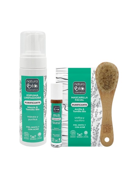 Pack cuidado facial purificante regalo organizador algodón NaturaBIO Cosmetics