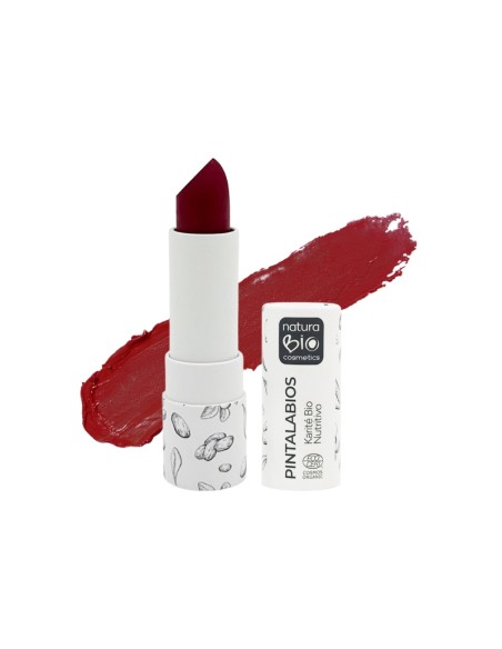 Pintalabios 04 Clavel Giralda NaturaBIO: rojo vibrante, hidratación Bio.