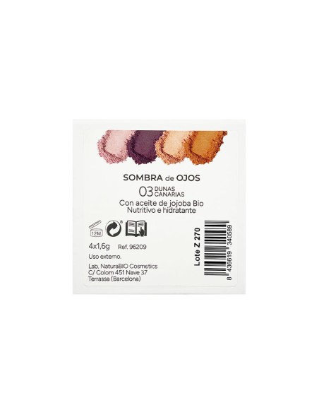 Sombra ojos 4 colores 03 Dunas Canarias NaturaBIO Cosmetics