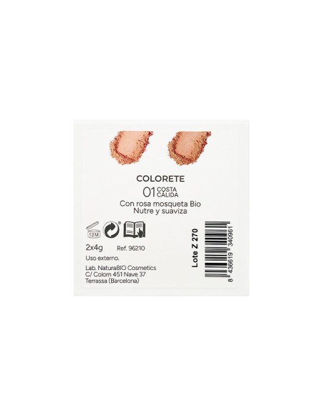 Colorete dúo 01 Costa Cálida NaturaBIO Cosmetics