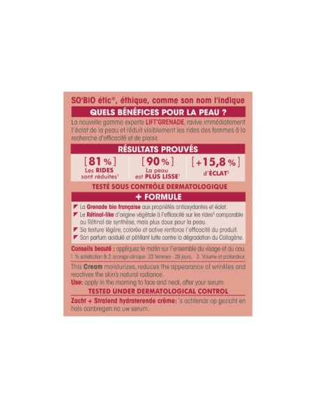 Crema hidratante lift’ grenade retinol-like SO’BiO