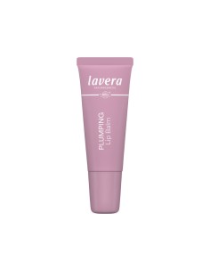 Bálsamo labial efecto volumen péptidos y peonía lavera en tubo rosa de cosmética natural