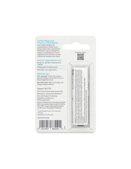 Bálsamo labial Basis Sensitive aceite de jojoba & almendras BIO lavera