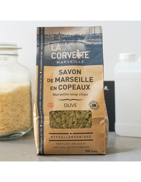 Saco jabón Marsella en virutas oliva La Corvette
