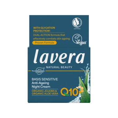 Caja de la Crema hidratante noche Q10 Basis Sensitiv lavera