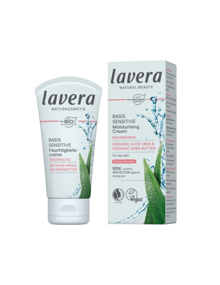 Crema día nutritiva Basis Sensitive piel seca lavera 50 ml tubo y caja aloe vera Bio karité Bio